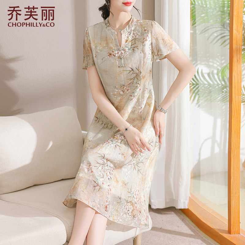 中年妈妈夏装改良旗袍连衣裙洋气2025新款中老年女士夏季气质裙子