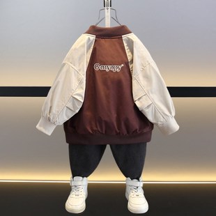 男童夹克外套春秋款2024新款儿童秋季帅气时髦潮秋装小童早秋上衣