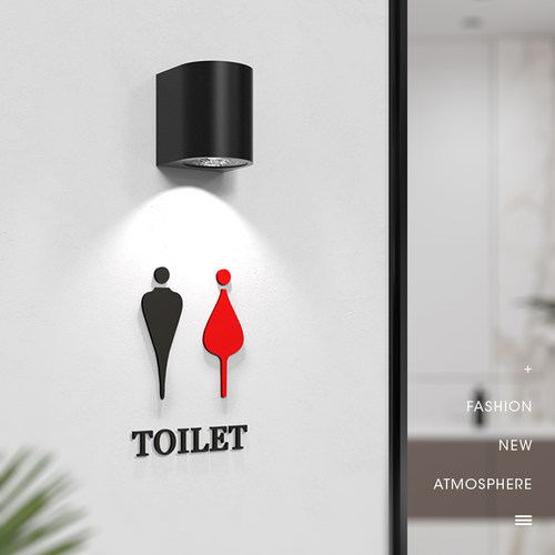 高档男女洗手间标识牌酒店公共卫生间指示牌厕所门牌带灯创意WC亚