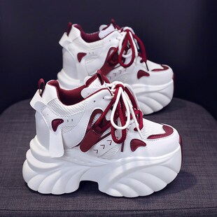 配阔腿裤的鞋子厚底内增高女鞋2025年新款老爹鞋春百搭松糕休闲鞋