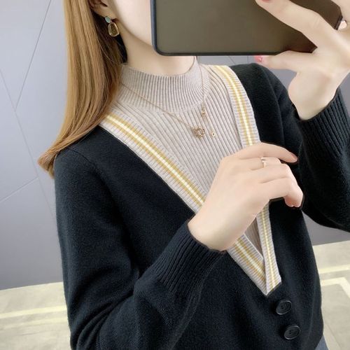 大码女装胖mm秋装新款针织打底衫藏肉胖妹妹毛衣遮肚上衣显瘦22潮