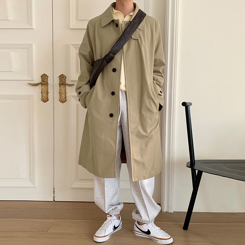 行走的大叔巴尔马肯大衣美式英伦复古简约中长款春秋风衣外套男生