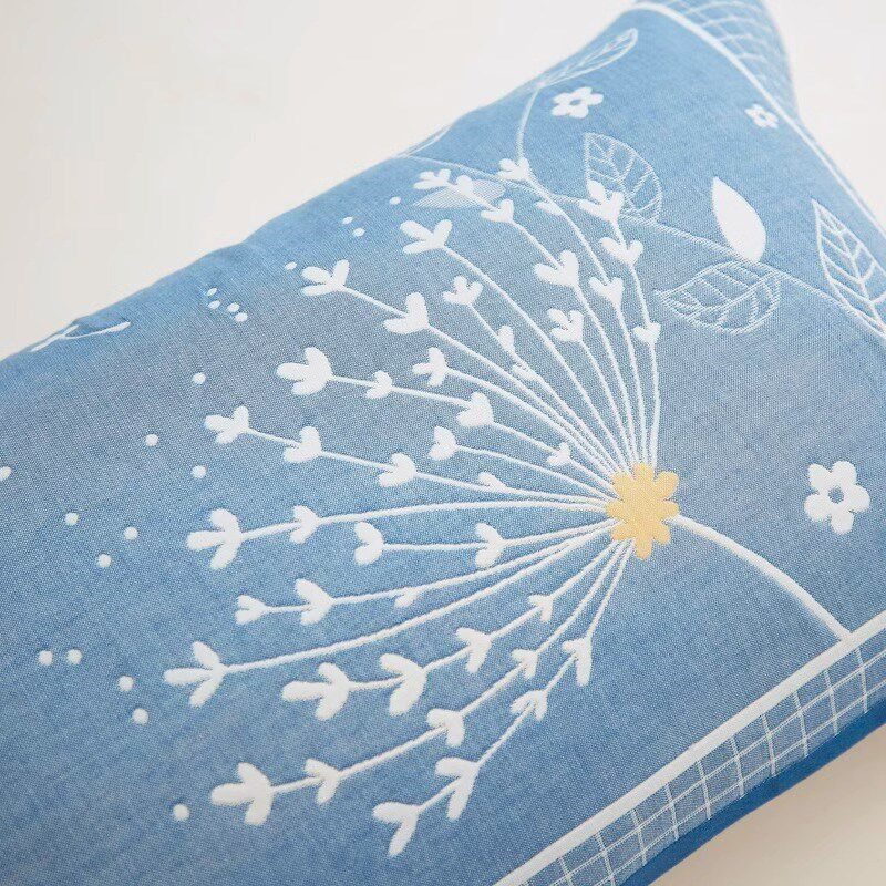 速发枕巾枕套纯棉一对o装2t023新款全棉儿童纱布枕头巾可固定防滑