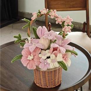 扭扭棒花篮diy花束材料包自制向日葵郁金香百合成品花送朋友益智