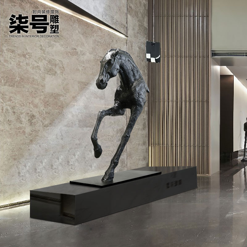 酒店售楼处大堂雕塑马头大型落地摆件G会所大厅摆设艺术动物工艺