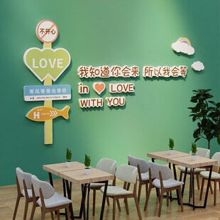 网红拍照区布置路牌打卡背景墙贴立体奶茶咖啡店民V宿墙面装饰贴