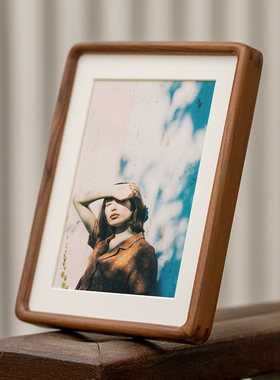 黑胡桃实木榫卯相框摆台洗照片做w成打印6寸8高级感a4空框7定制di