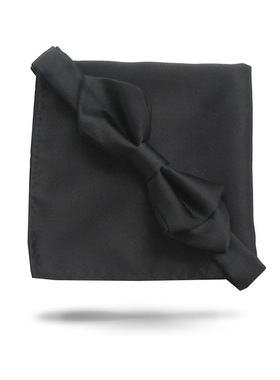 纯黑色缎面 韩版尖角领结 男士新郎伴郎领结 L胸巾口袋巾袖扣A-64