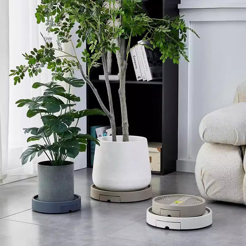 花托底座隐形移动带滑轮加厚花盆托盘家用塑料绿植盆景接水盘