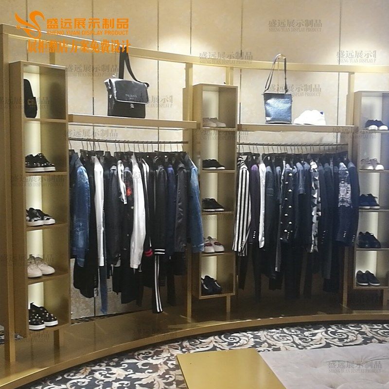 服装店置物架鞋店展示架包包架z子多层女装店鞋架柜金色店铺陈列
