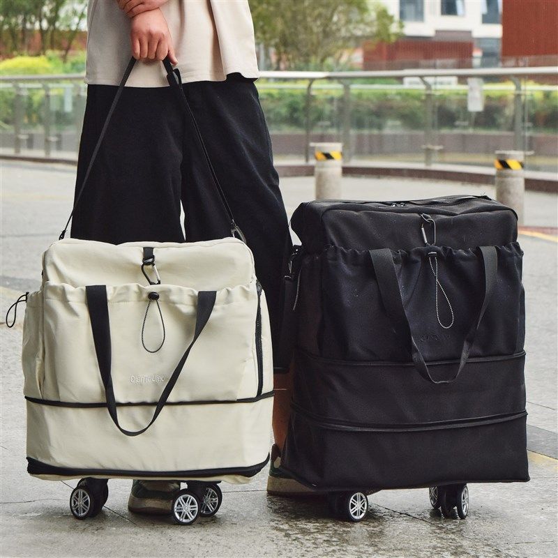 旅行大容量可拆卸万向轮收纳行李包便携斜挎包男可套拉杆行李袋女