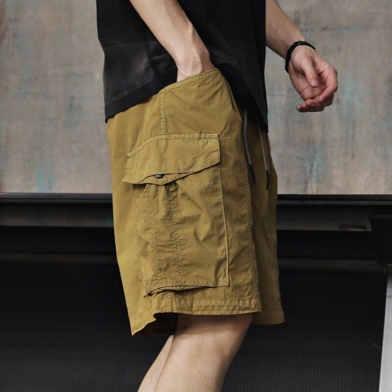 夏季薄款美式覆古工装短裤男宽松直筒中裤潮版口袋五分裤男款裤子