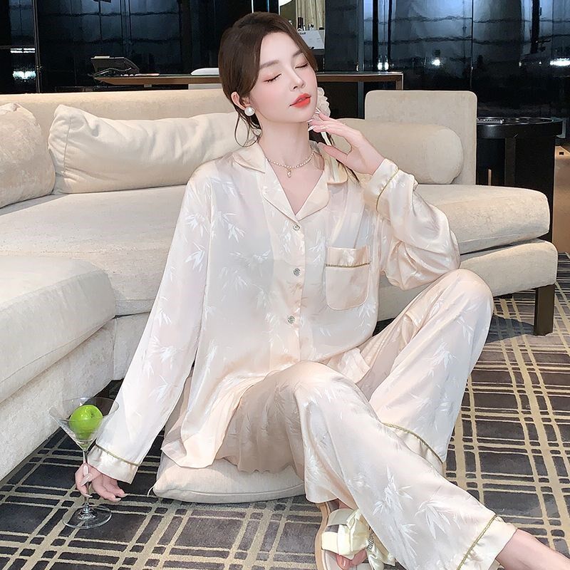 睡衣女款冰丝春秋季新款202x5高级感轻奢时尚冰雪丝家居服套装长