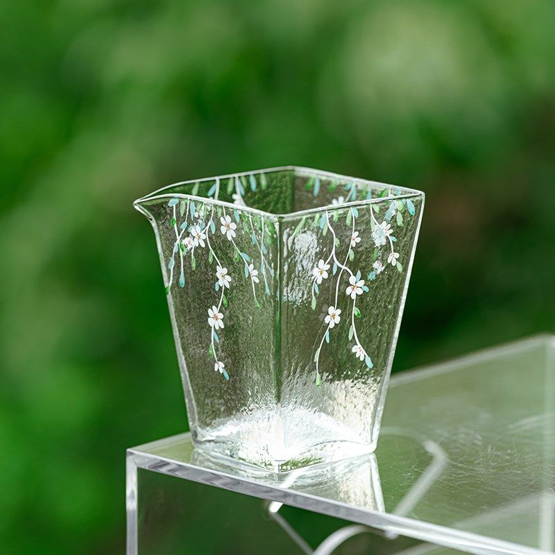 手绘柳叶吊花公道杯高硼硅玻璃茶具新款办公室分茶器女士家用禾器,餐饮具,公道杯,淘宝优惠券,粉丝福利购,淘宝优惠卷