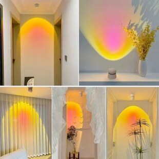 网红明装夕阳日不落服装店射灯嵌入式小山丘背景墙玄关壁画氛围灯