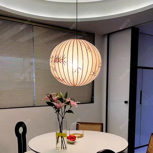 中式吊灯圆形阳台餐厅灯禅意茶室饭店包厢过道灯布艺客厅卧室灯笼