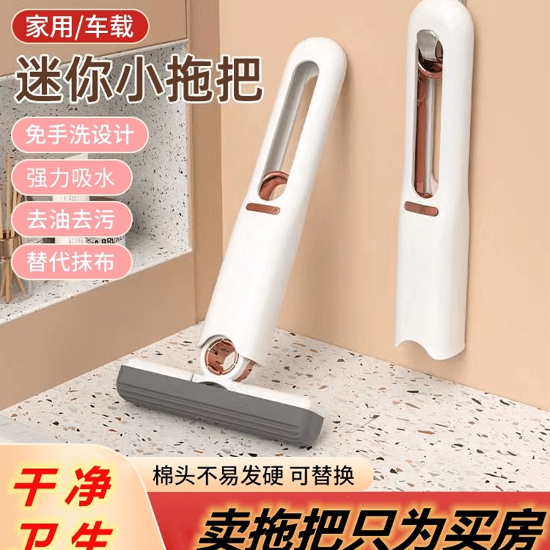 【有它在谁还用抹布】多功能懒人迷你小拖把免手洗做厕所厨房家务