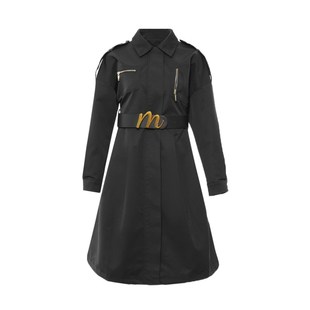 耗时重工风琴褶A字摆风衣 M字大腰带风衣裙