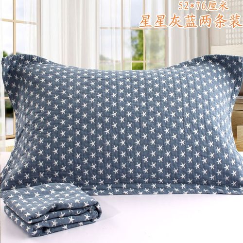 成人加大枕巾绑带固定防滑落防掉水洗纯棉纱布两条装经典大气一对