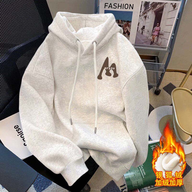 纯棉连帽卫衣女春秋季2024新款宽松薄款加绒套头内搭帽衫外套秋冬