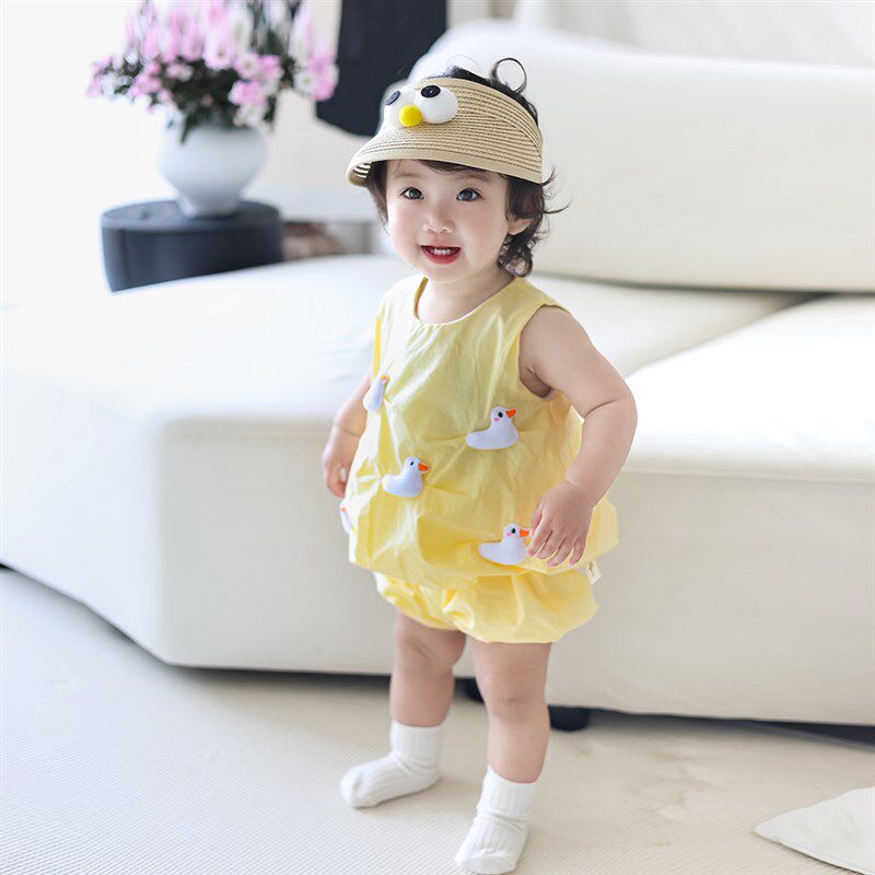 婴儿衣服套装夏款超萌分体女宝宝外出服婴幼儿夏天小月龄背心T恤