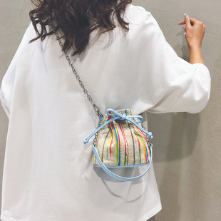 迷你小包包女斜挎包2023夏季 手提水桶包高级感小众链条单肩包 新款