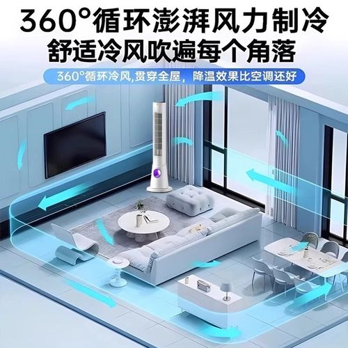 2024新款家用塔扇落r地扇无叶超静音循环电风扇制冷小型空调扇立