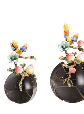 轻奢珐琅彩摆件电视柜酒柜办公室饰品工艺品家居客厅水晶球装饰品