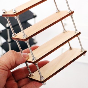 Dollhouse娃娃屋多层置物柜架实木书架简欧家具微缩模型客厅场景