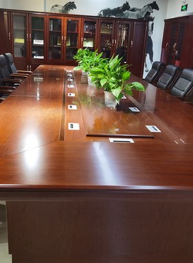 中式办公家具厂家实木木皮会议桌大型会议桌油漆会议桌H-82C