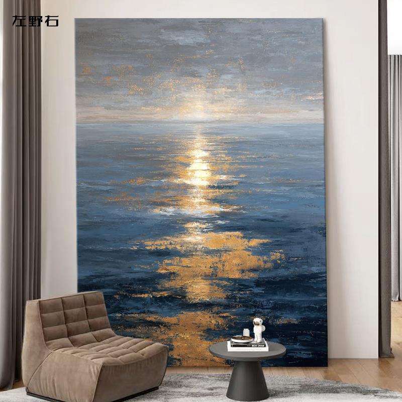 苍穹意式极简客厅纯手绘油画现代装饰画美式沙发背景小众挂画玄关