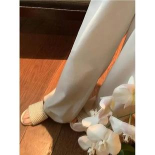 女夏2025新款 小香風(fēng)時(shí)尚 法式 一字沙灘涼拖鞋 女 珍珠拖鞋 葡萄媽同款