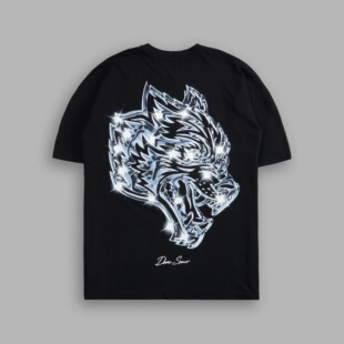 宽松短袖 百搭情侣T恤热款 美式 男装 复古街头时尚 爆闪狼头2025新款