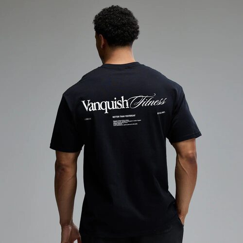 VANQUISH 健身字母印花VQ圆领短袖男女休闲宽松百搭 运动潮流t恤