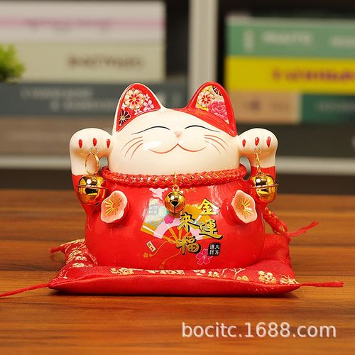 陶瓷招财猫摆件开业存钱储蓄罐小号号陶瓷店铺家居礼品可存可取