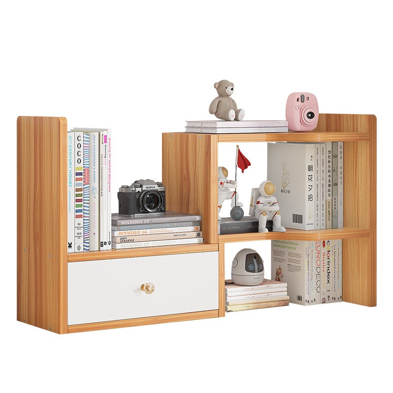 书架可伸缩带柜门靠墙简易办公桌书桌儿童桌上收纳架子桌面置物架