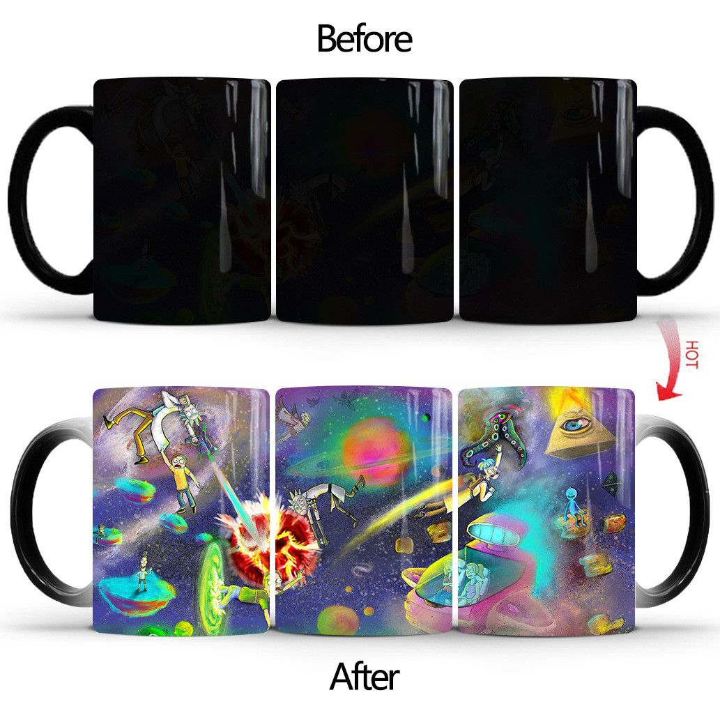 瑞克和莫蒂rickandmorty动漫周边卡通加热变色陶瓷杯马克杯咖啡杯