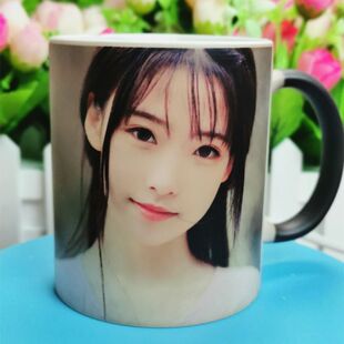 变色杯子diy照片情侣个性礼物马克加热遇水显图陶瓷杯带盖勺
