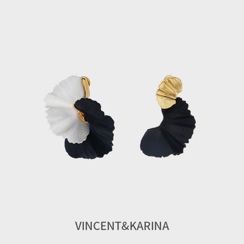 VK天工奖【葵】小众3D花瓣双色设计师耳环高级感轻奢漂亮耳饰