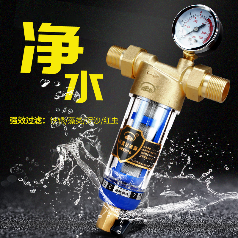 前置净水器带压力表反冲洗中央全屋大流量净化自来水水龙头过滤器