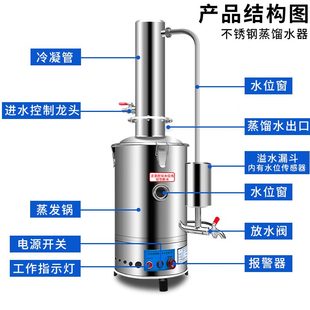 置家用断水自控防干烧 不锈钢电热蒸馏水器实验室蒸馏水机制水器装