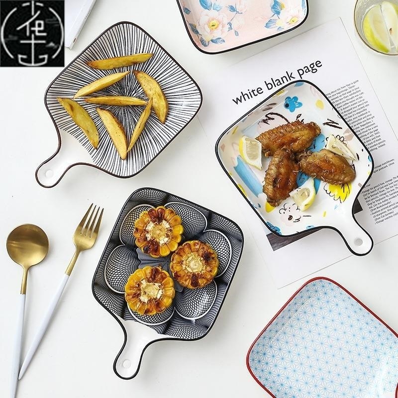 Nordic stylie ceramic  plate, single handle baking tray