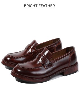 马臀皮乐福鞋男士商务正装纯手工一脚蹬皮鞋高端固特异休闲鞋男款