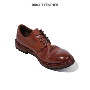 英伦风休闲皮鞋男士马皮德比鞋复古商务男鞋通勤真皮秋季透气手工