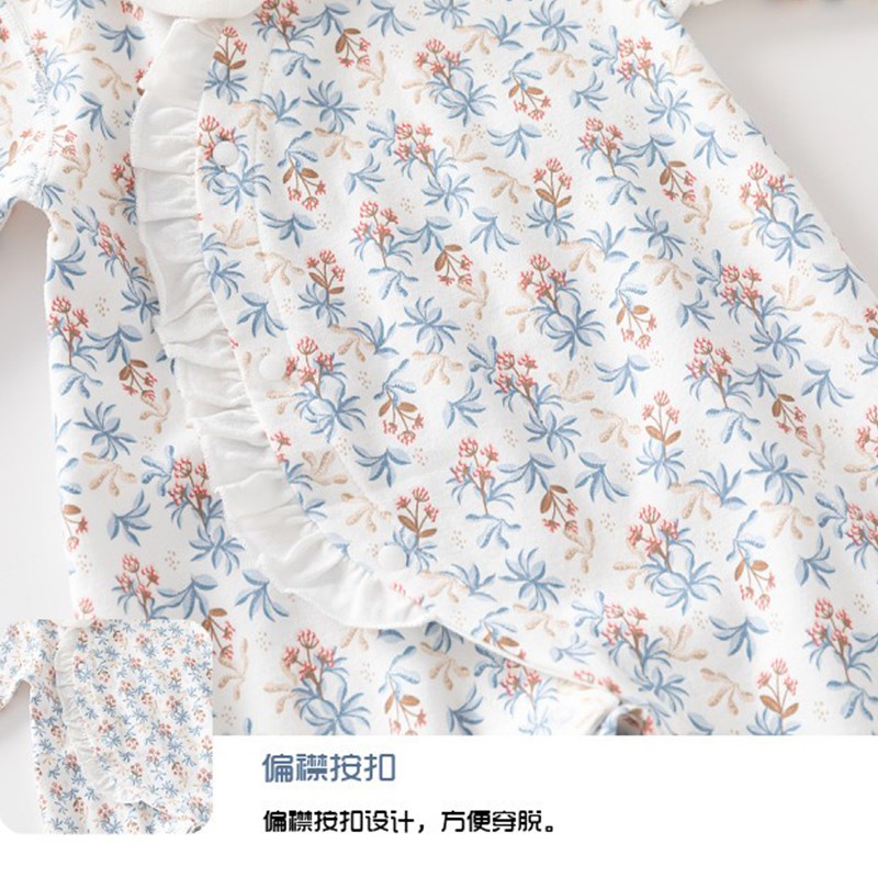 女宝宝婴儿连体衣春装新生婴儿哈衣爬E服春秋款6一12月女孩外出服
