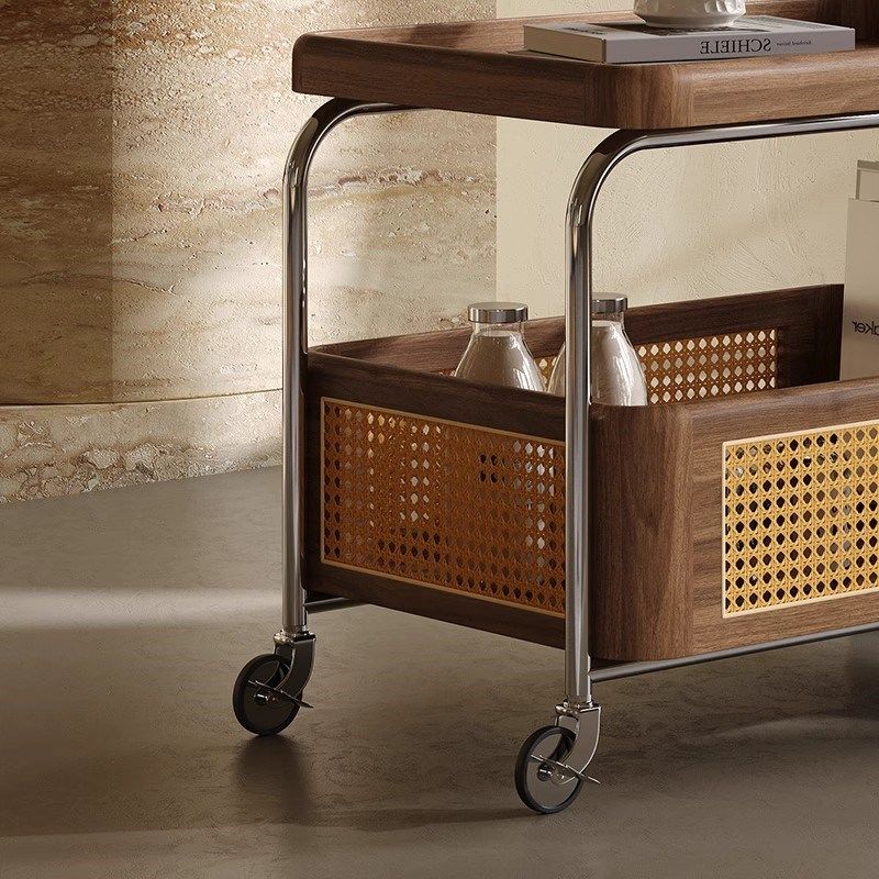 实木可移动边几收纳中古小推车客厅沙发储M物置物架藤编简约餐车,住宅家具,移动边几/推车,淘宝优惠券,粉丝福利购,淘宝优惠卷