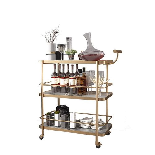 欧式酒水车厨房三层置物架酒店移动手推车餐厅家用餐车铁艺送餐车