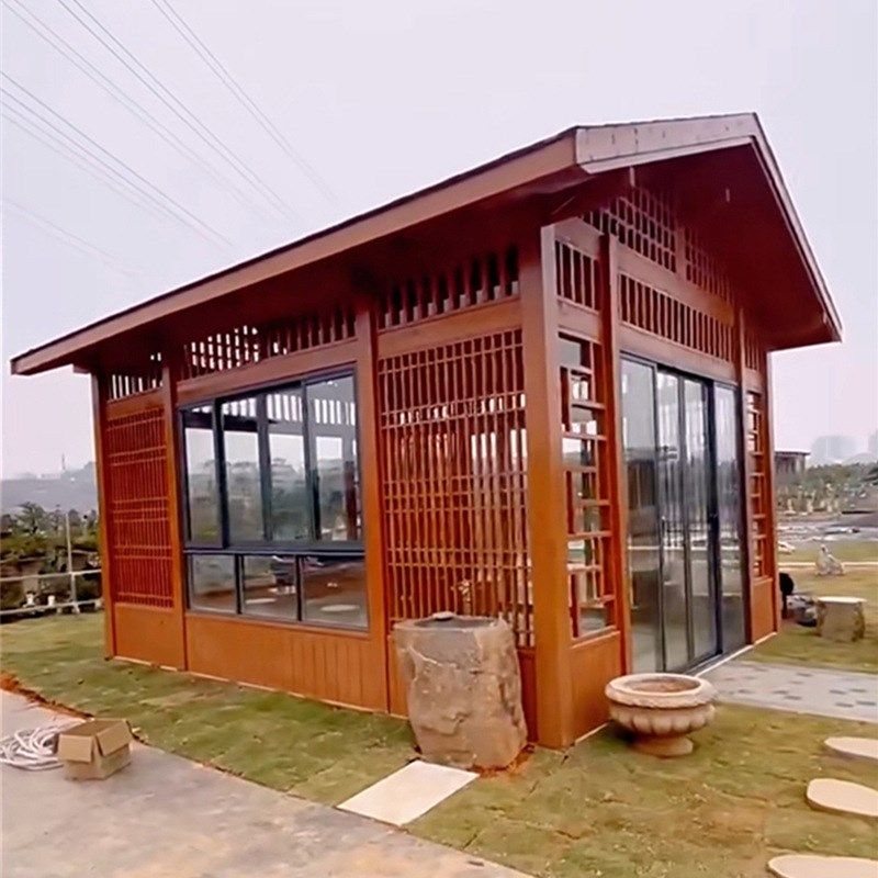 户外仿古花园别墅茶室防腐木可移动简易木屋中式庭院凉亭日式房子