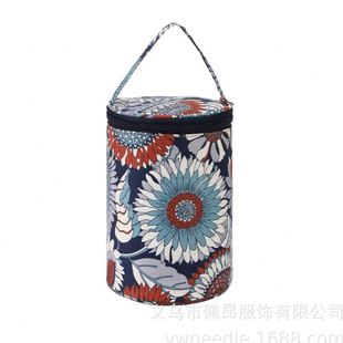 毛线收纳包中号向日葵图案手提居家用品编织工具收纳桶包 新款