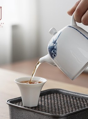 上古 德化手绘茶壶 泡茶壶陶瓷青瓷茶具秦权壶单壶家用带过滤简约